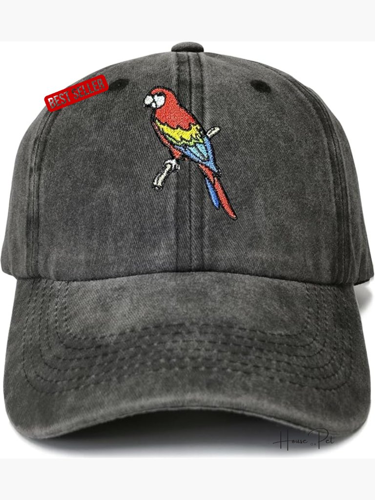 Embroidered Parrot Baseball Cap  Soft Cotton Twill Dad Hat Adjustable Strapback